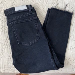 Re/done originals faded black high rise crop jeans